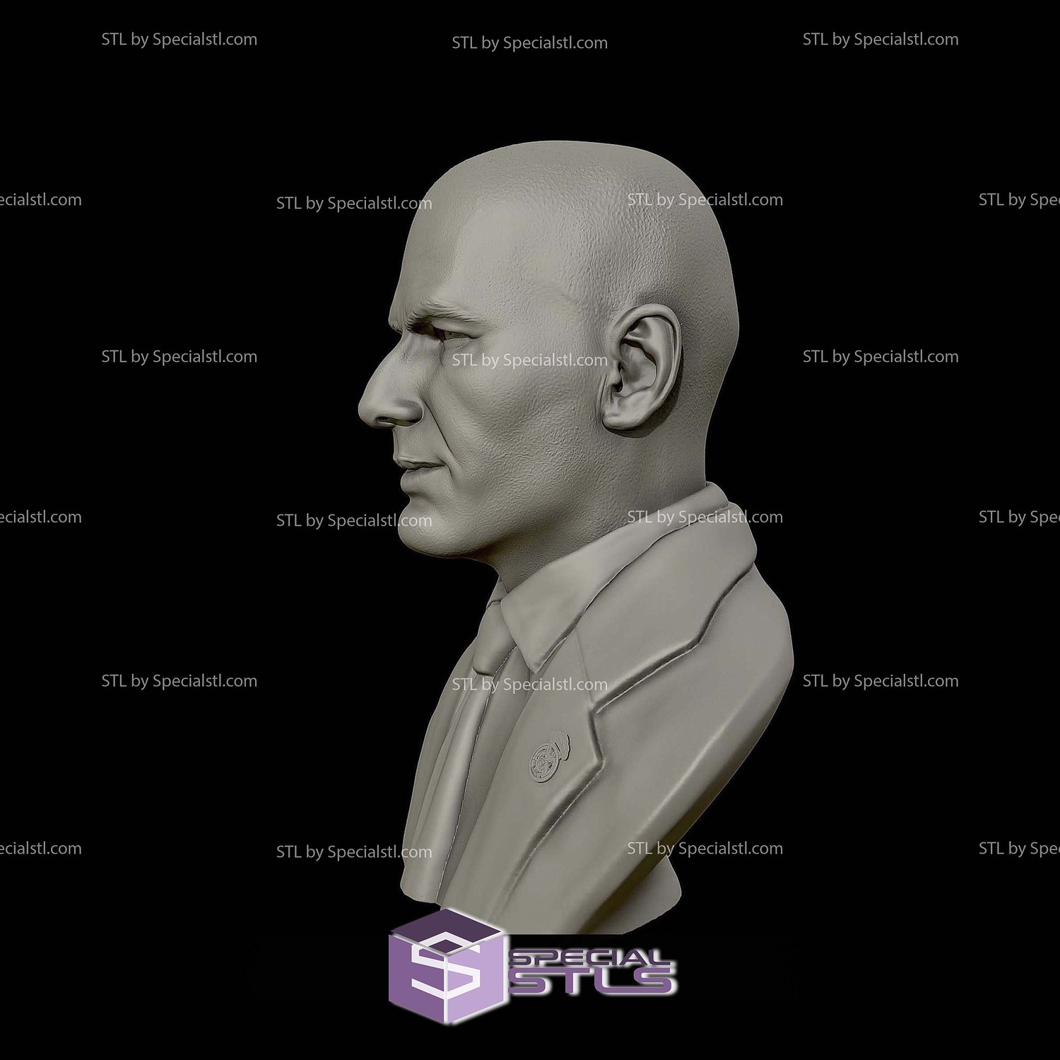 Zinedine Zidane Bust Digital STL Files 3D Model — view 2