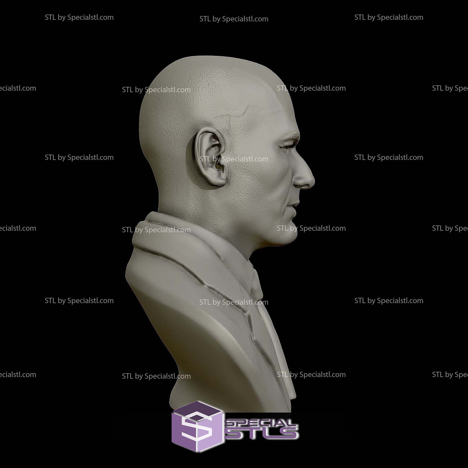 Zinedine Zidane Bust Digital STL Files 3D Model — view 4