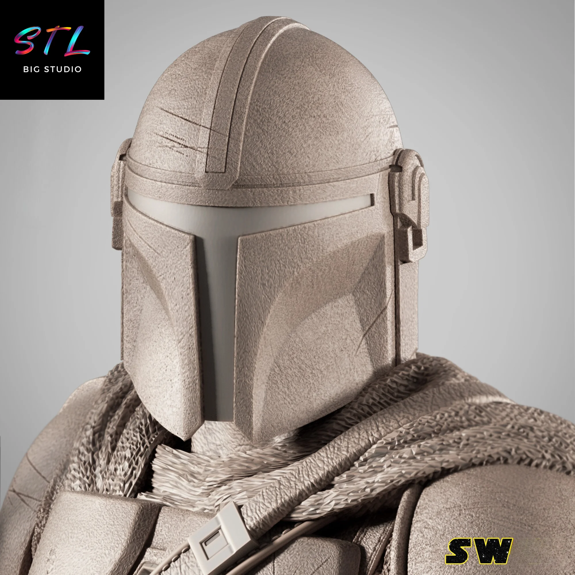 Mandalorian on Blurrg STL | 3D Printable Star Wars Figure Model — view 3