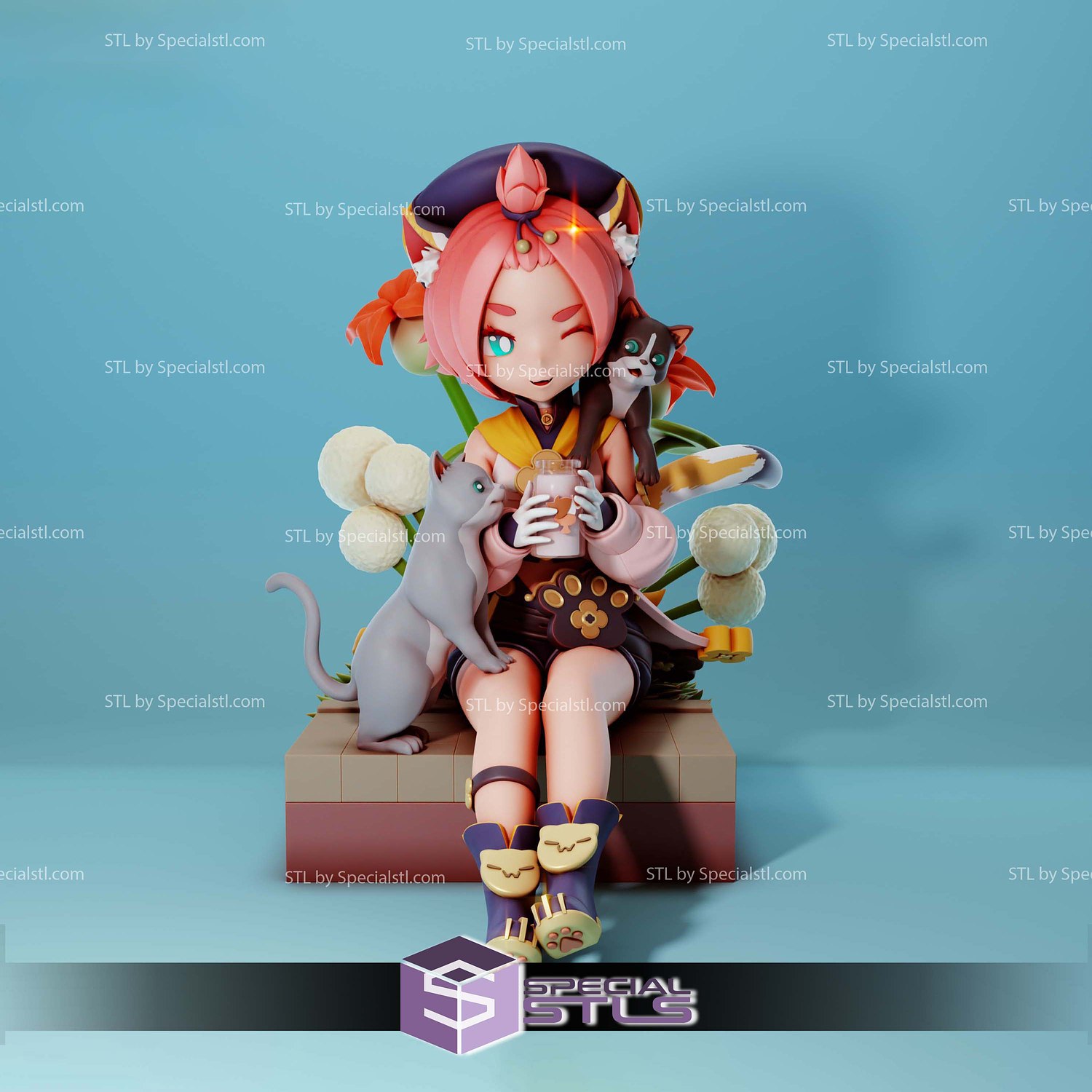 Diona and Cat Genshin Impact Digital STL Files 3D Model — view 2
