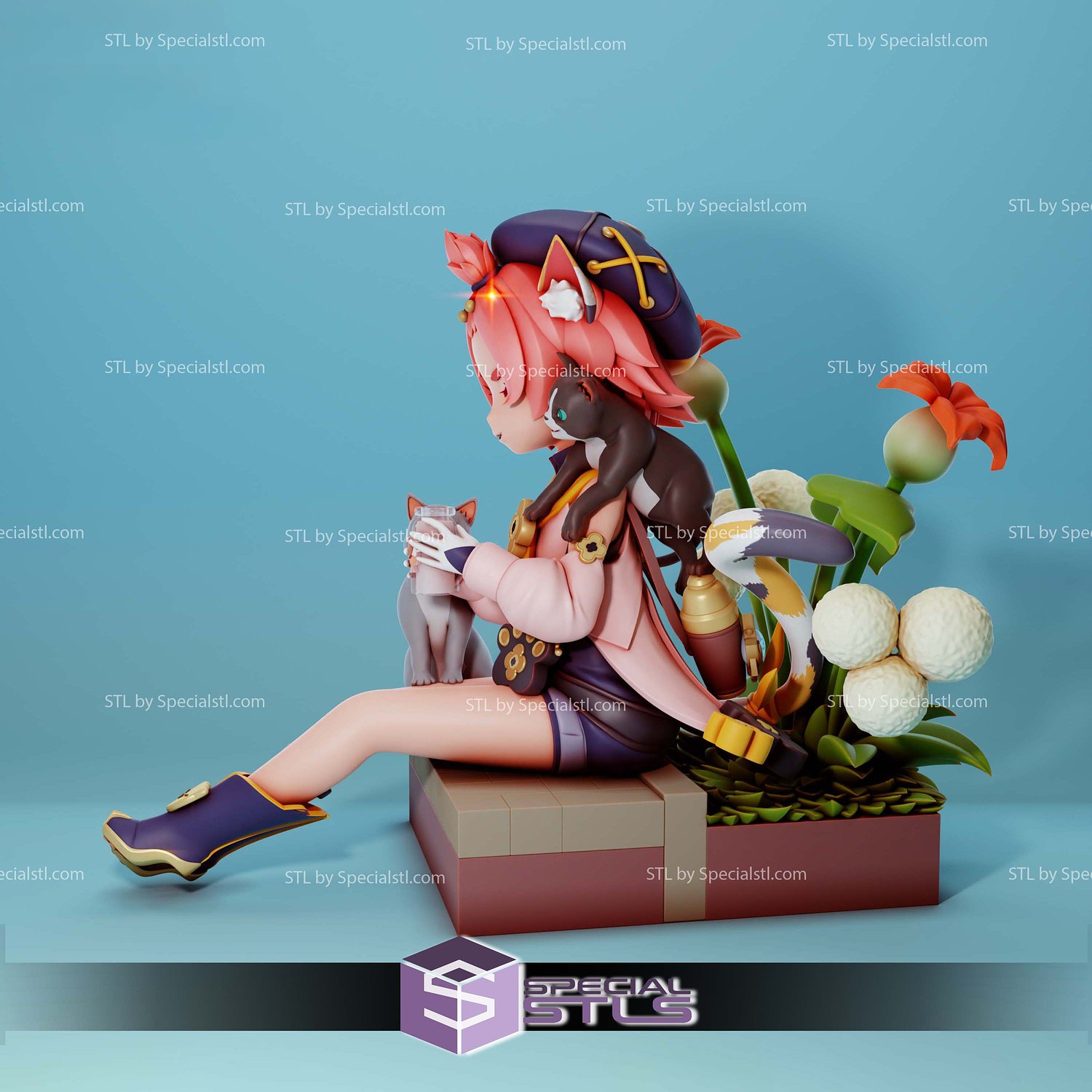 Diona and Cat Genshin Impact Digital STL Files 3D Model — view 3