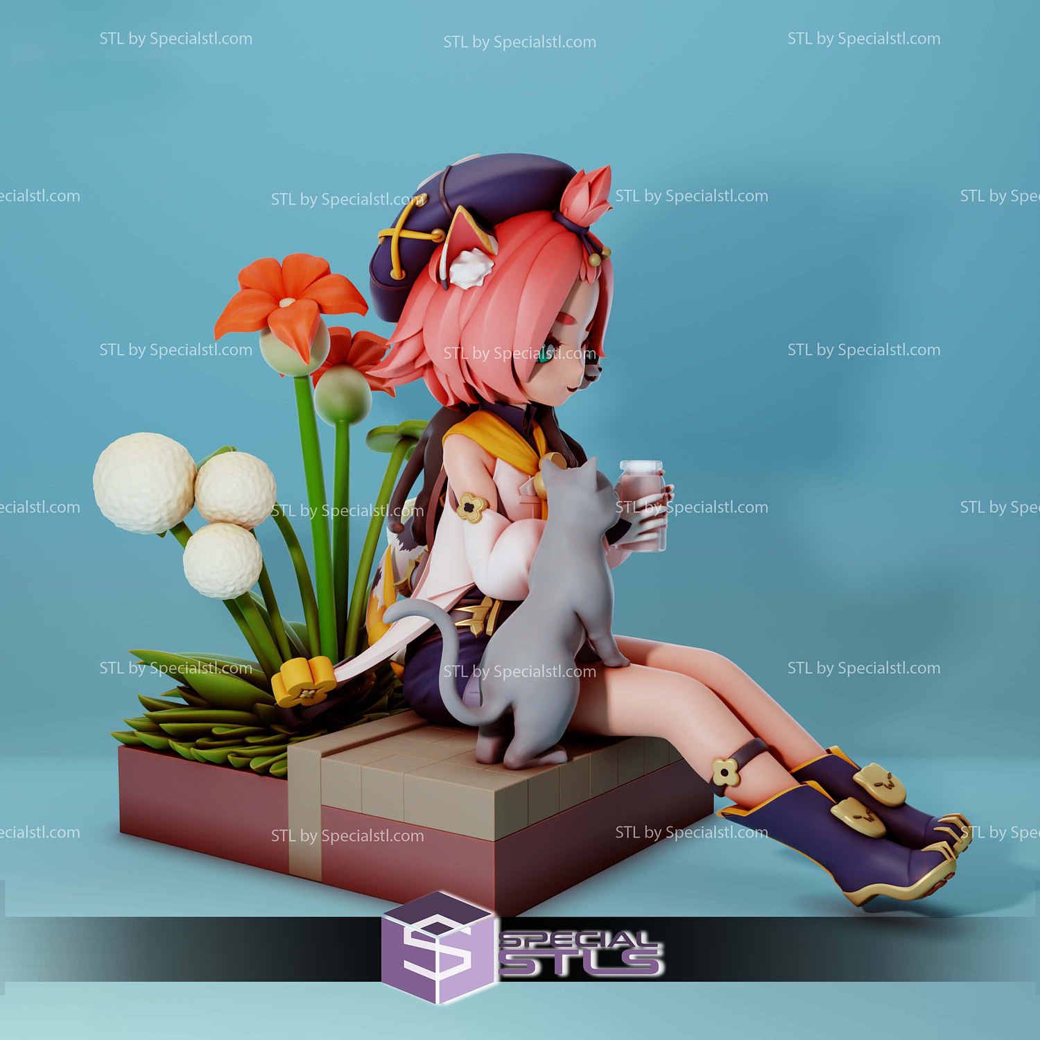 Diona and Cat Genshin Impact Digital STL Files 3D Model — view 5