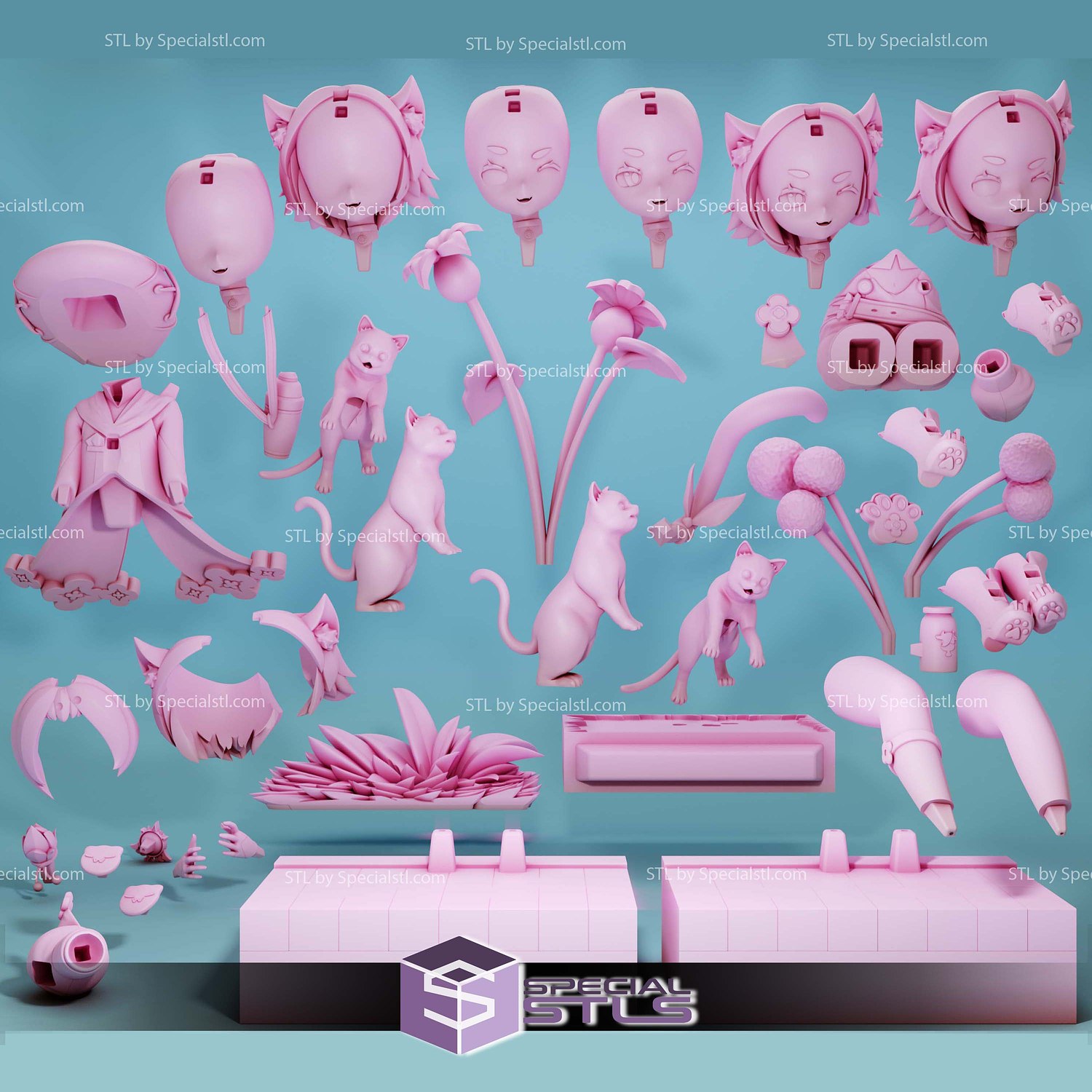 Diona and Cat Genshin Impact Digital STL Files 3D Model — view 6
