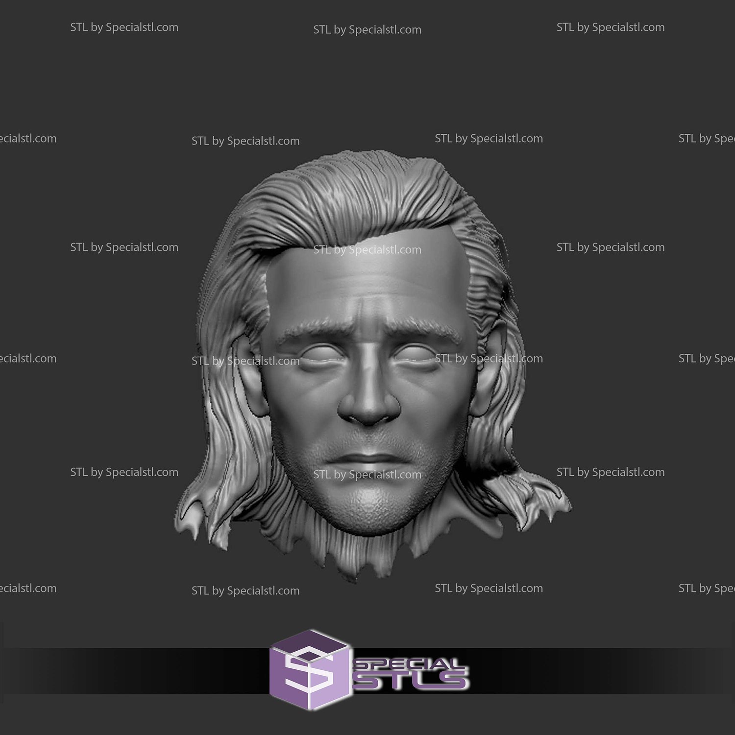 Custom Head STL Tom Hiddelston Loki 3D Model — view 3