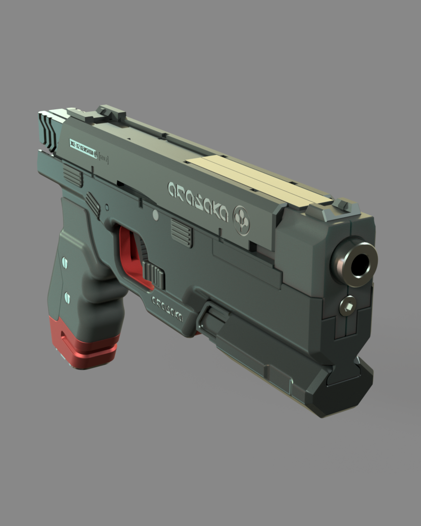 JKE-X2 Kenshin Pistol Replica Model Cyberpunk 2077 3D STL Model — view 3