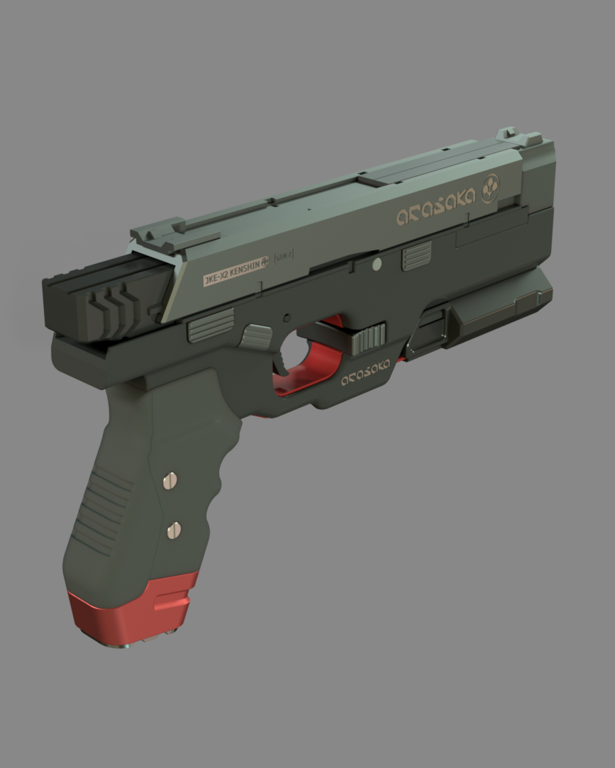 JKE-X2 Kenshin Pistol Replica Model Cyberpunk 2077 3D STL Model — view 4