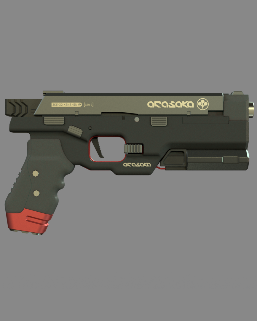 JKE-X2 Kenshin Pistol Replica Model Cyberpunk 2077 3D STL Model — view 6
