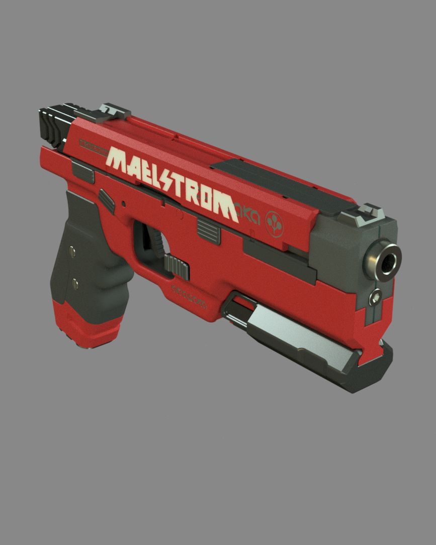JKE-X2 Kenshin Pistol Replica Model Cyberpunk 2077 3D STL Model — view 7
