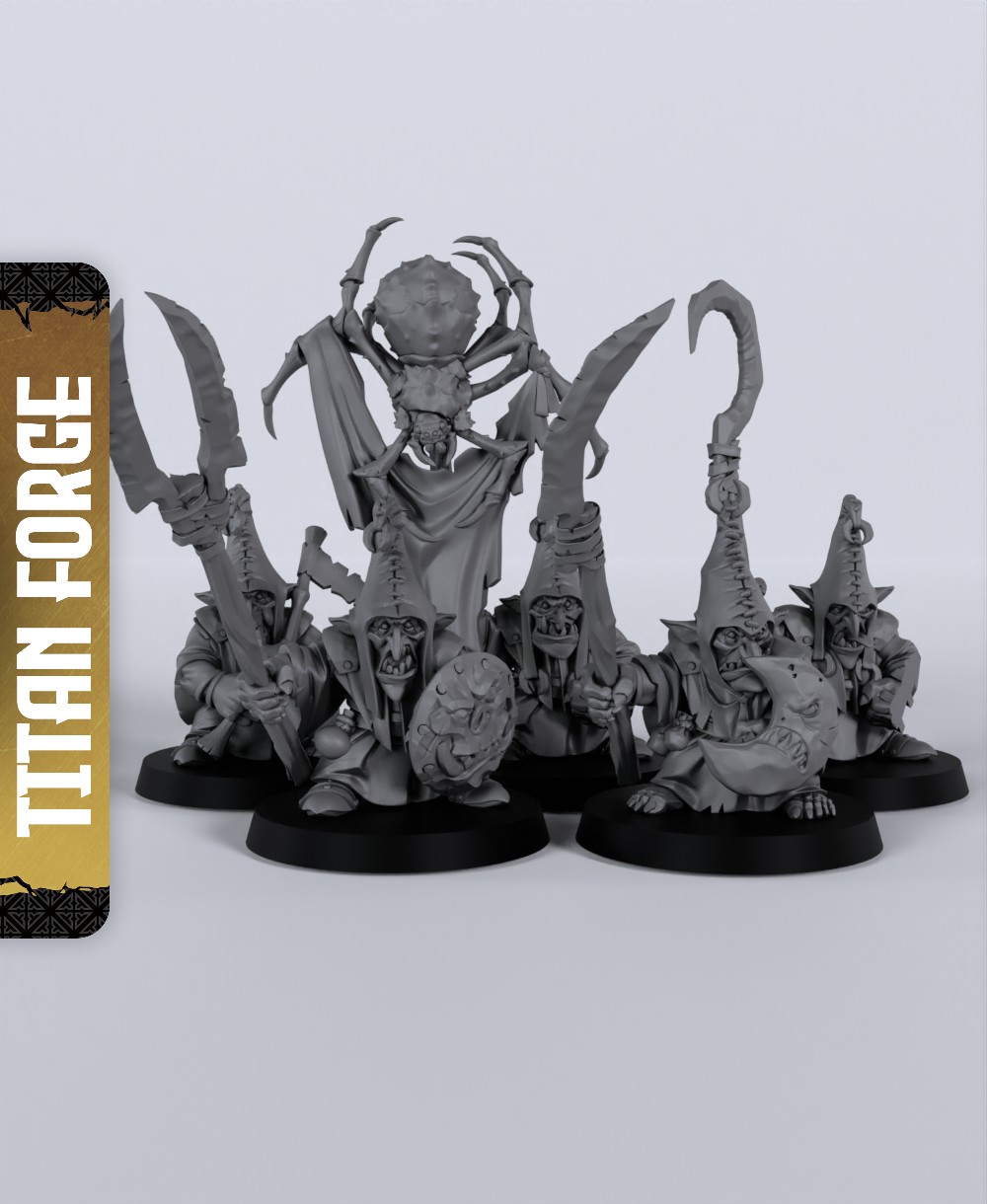 Dusk Goblin Spearmen - With Free Dragon  - 5e DnD Inspired for RPG and Wargamers 3D STL Model