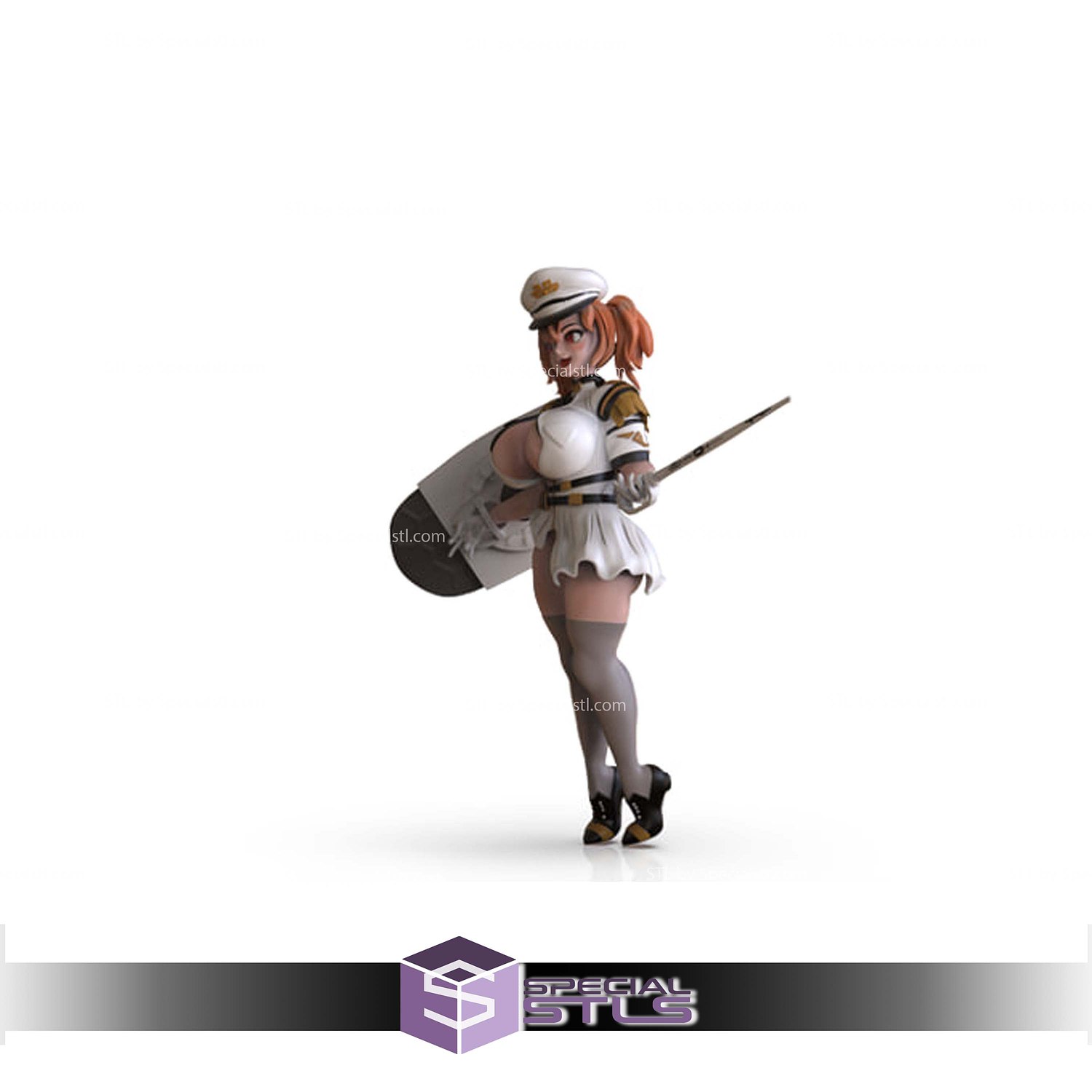 Waifus at Work Police Officer 3D Printer Files STL Model — view 3