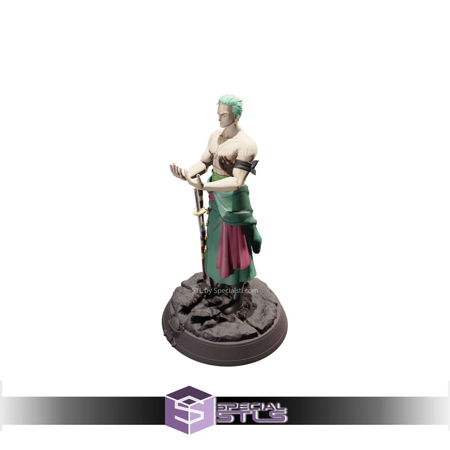Roronoa Zoro Joystick Holder STL Files 3D Model — view 2