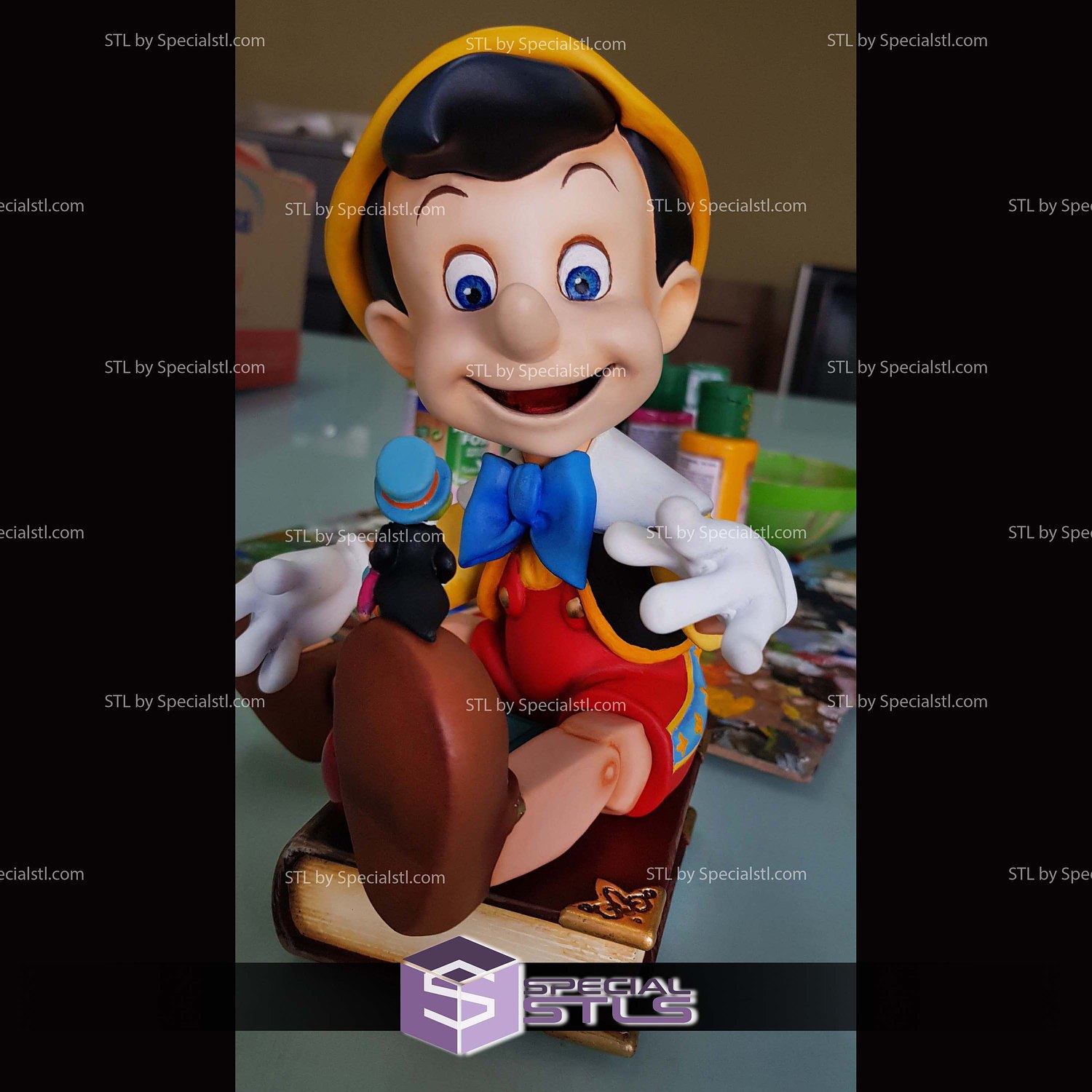 Pinocchio on Book 3D Printer Files STL Model — view 2