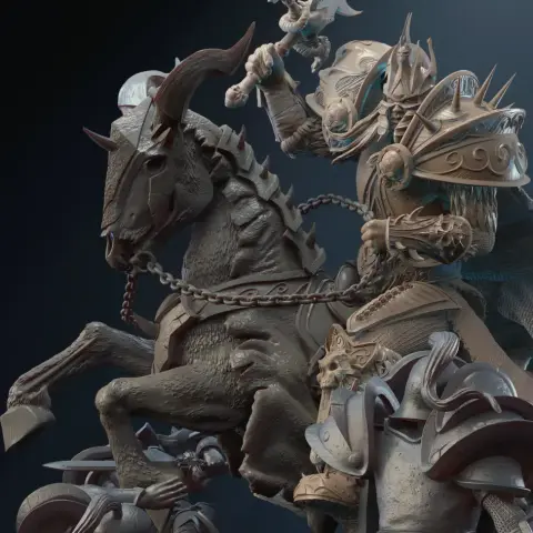 Lich King on Horse 3D Printer Files | Assembly STL Model