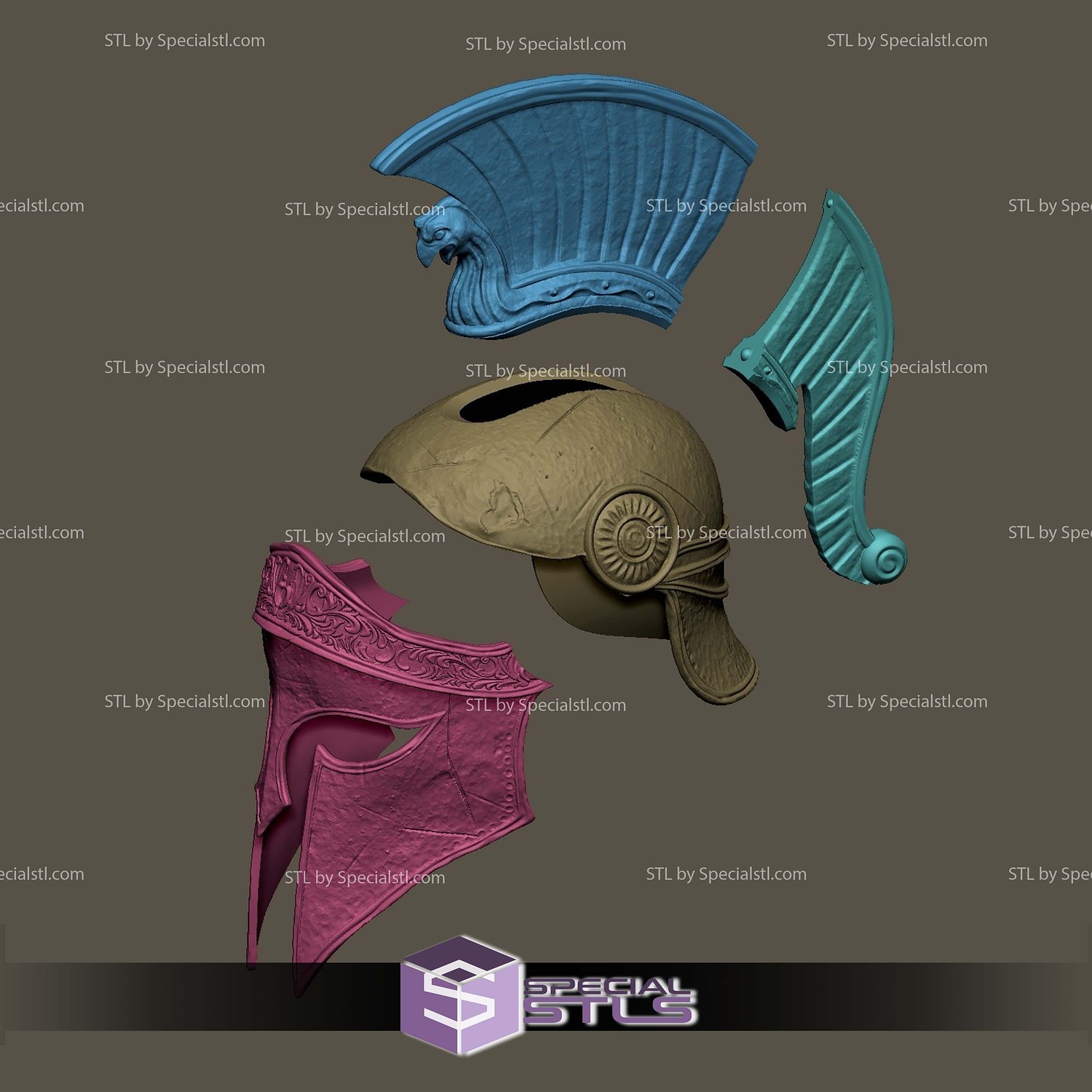 Greek Helmet 3D Printer Files STL Model — view 2