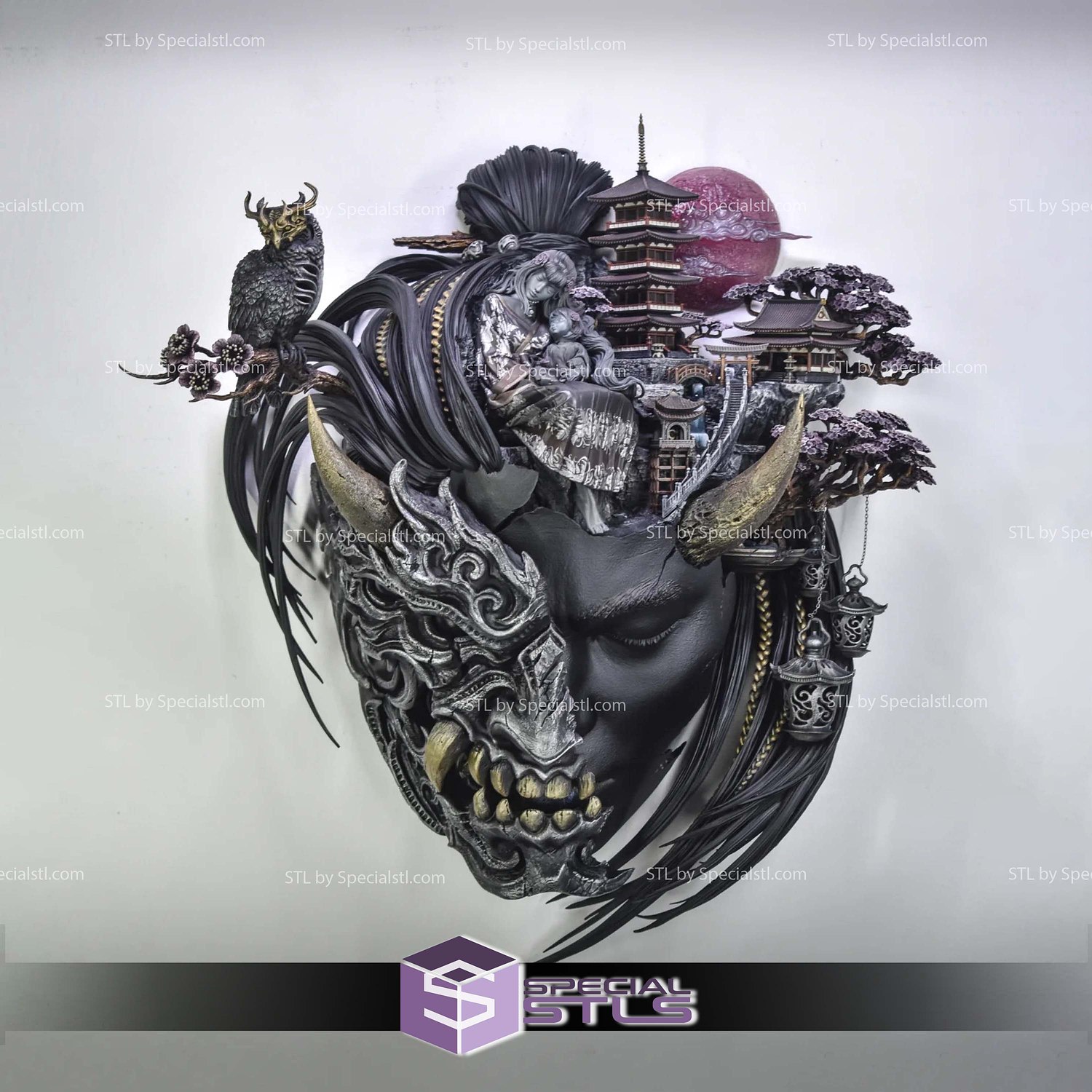 Tenjin Mind Eclipsed Memories Wall Mask STL Files 3D Model — view 5