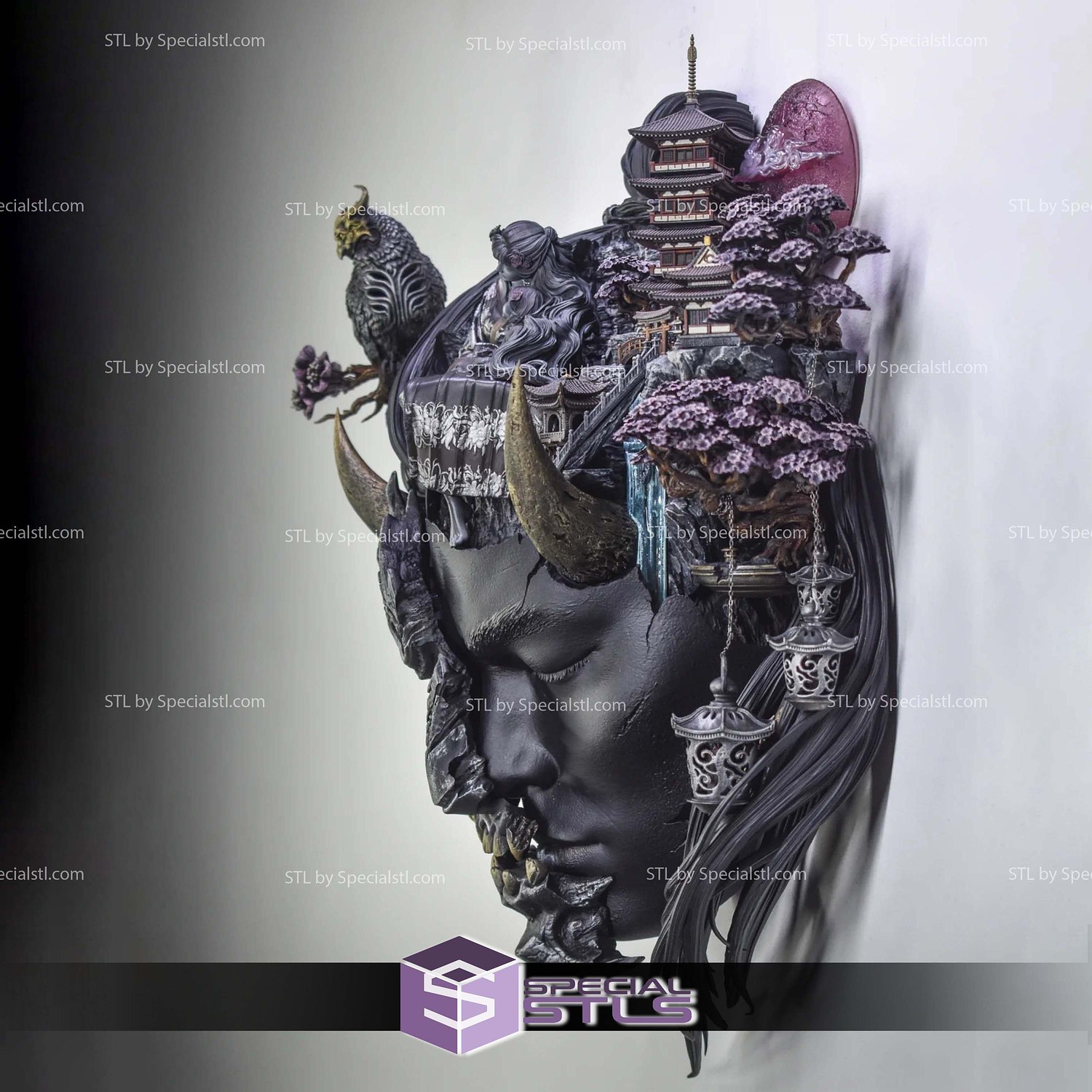 Tenjin Mind Eclipsed Memories Wall Mask STL Files 3D Model — view 6