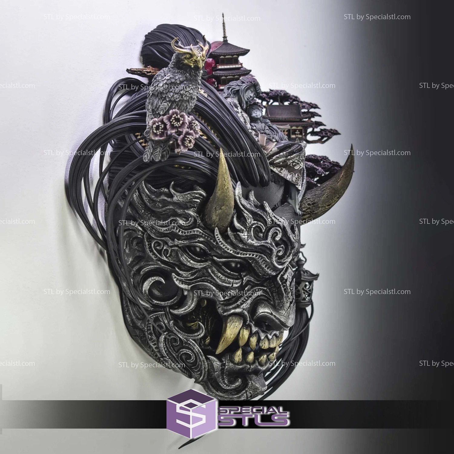 Tenjin Mind Eclipsed Memories Wall Mask STL Files 3D Model — view 8