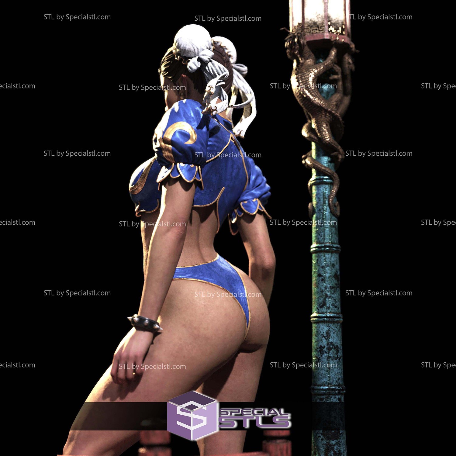 Chun Li Street Light STL Files 3D Model — view 2