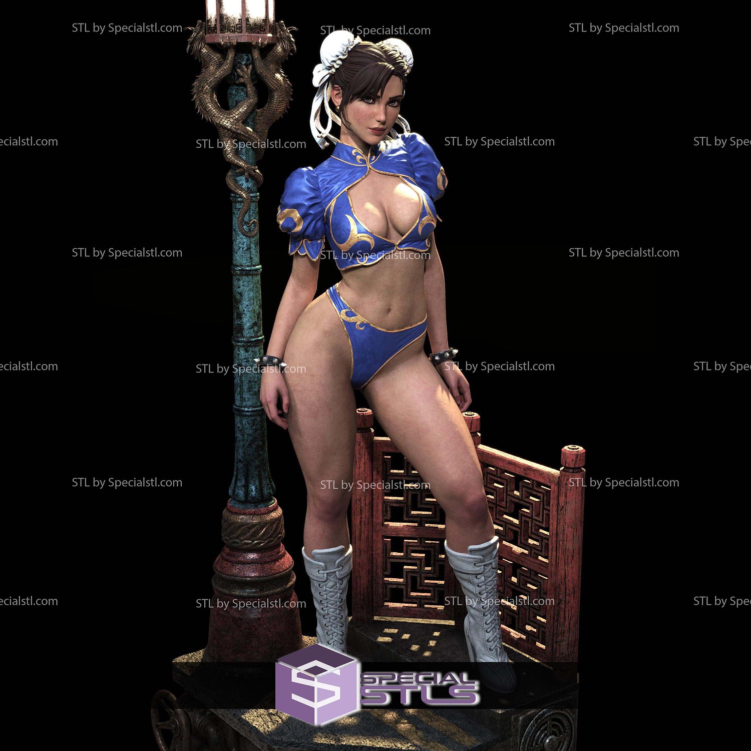 Chun Li Street Light STL Files 3D Model — view 8