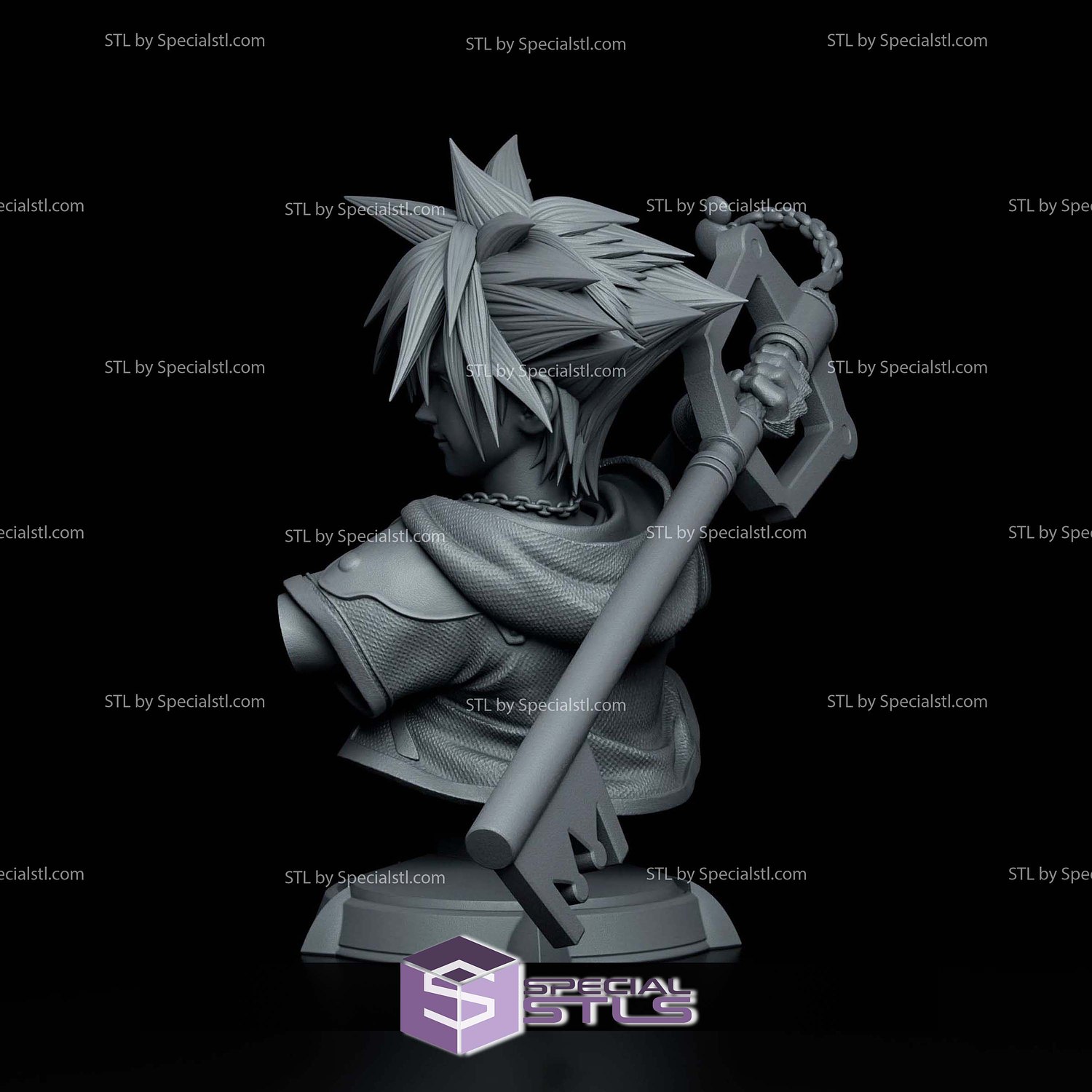 Sora Kingdom Hearts Bust 127mm 3D Printer Files STL Model — view 2