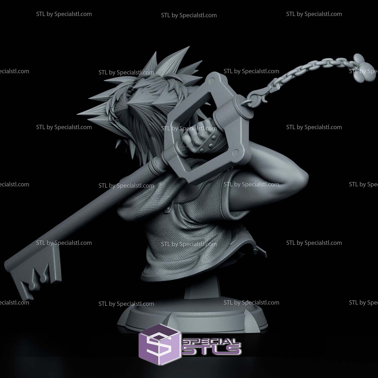 Sora Kingdom Hearts Bust 127mm 3D Printer Files STL Model — view 3
