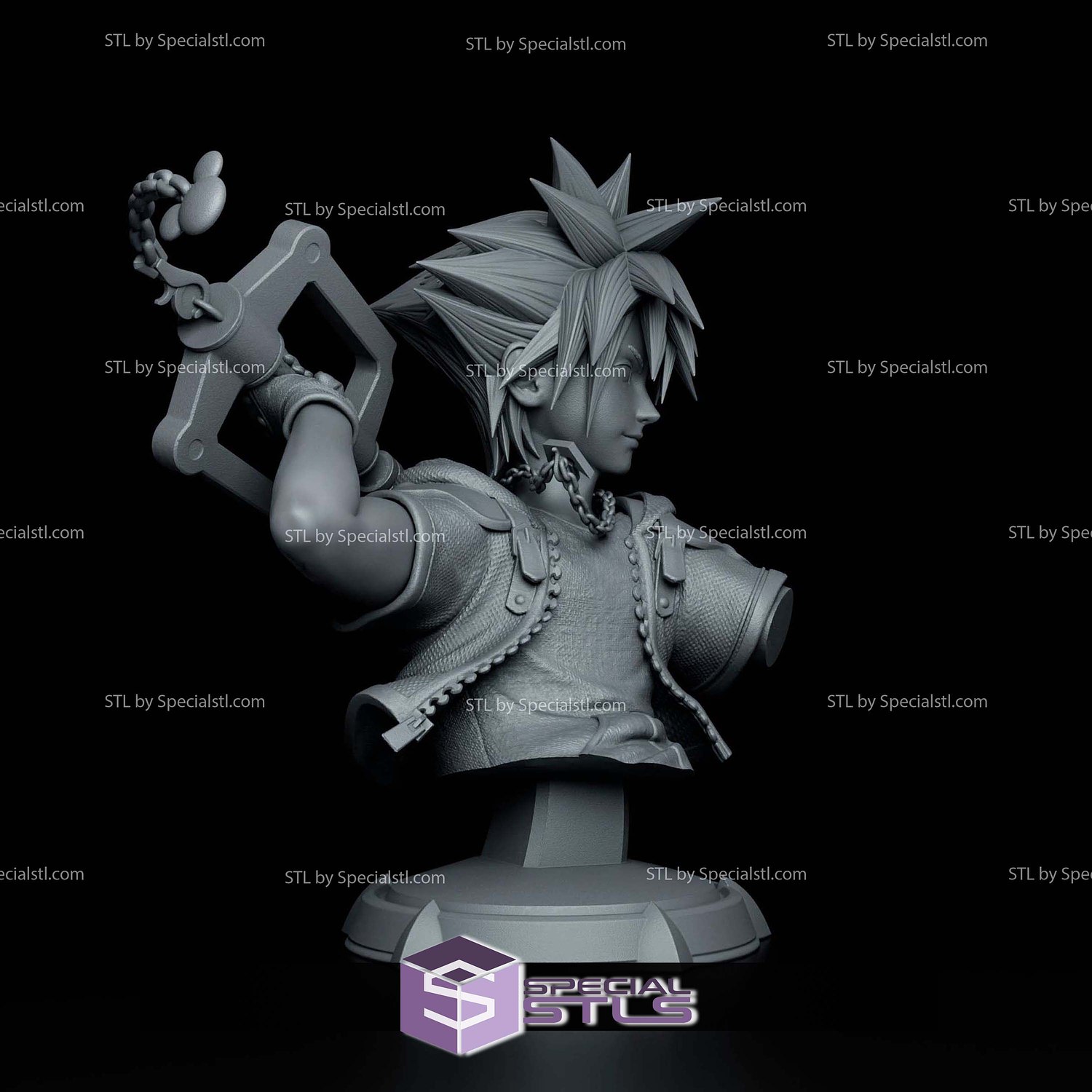 Sora Kingdom Hearts Bust 127mm 3D Printer Files STL Model — view 4