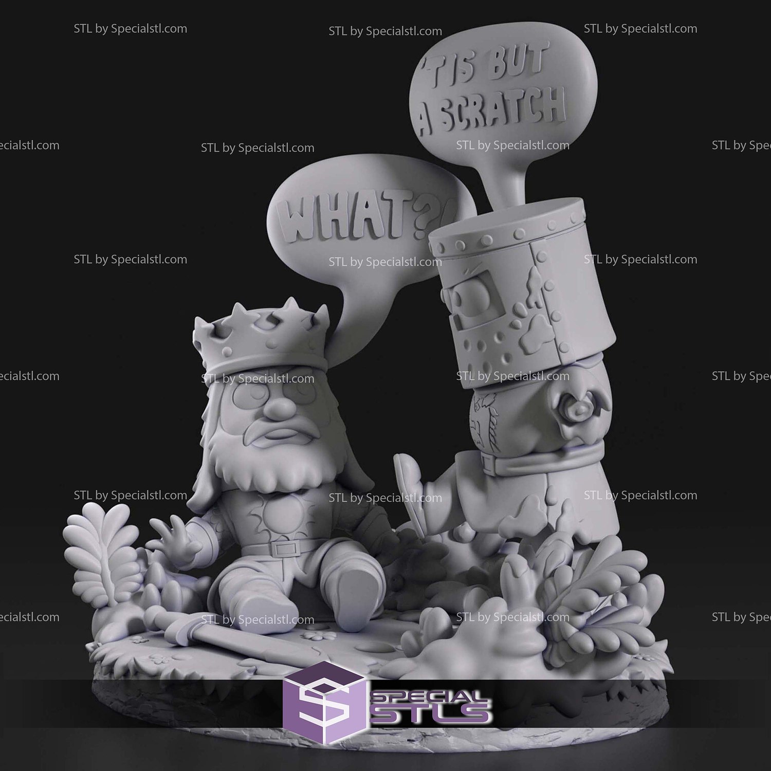 Chibi The Black Knight Monty Python and the Holy Grail STL 3D Model — view 4