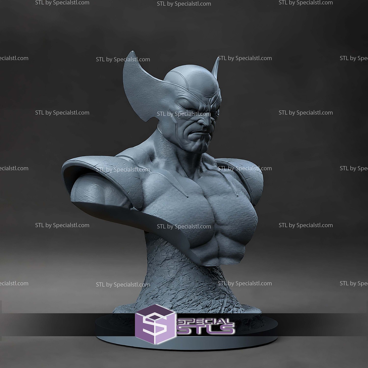 Wolverine Comic Basic Pose Bust STL Files 3D Model — view 2