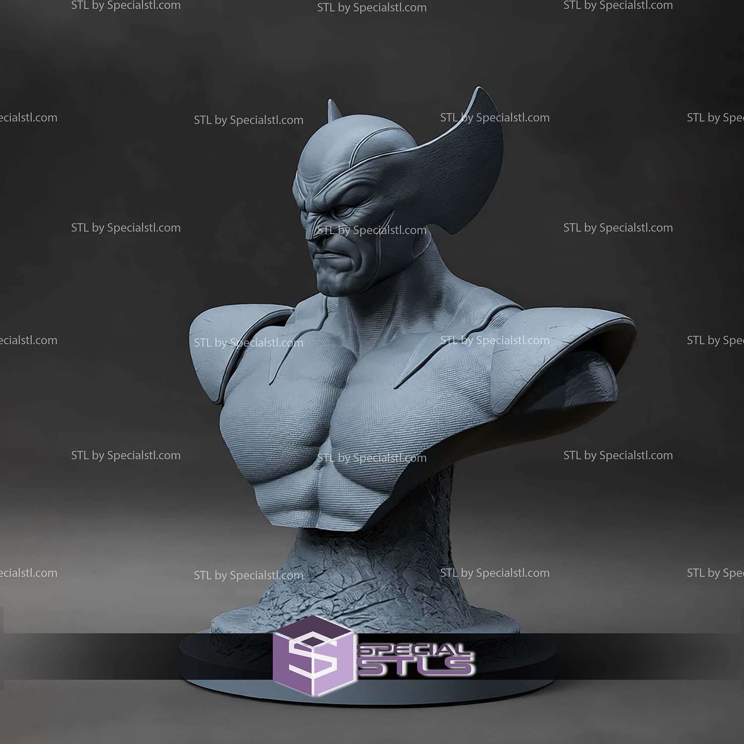 Wolverine Comic Basic Pose Bust STL Files 3D Model — view 3