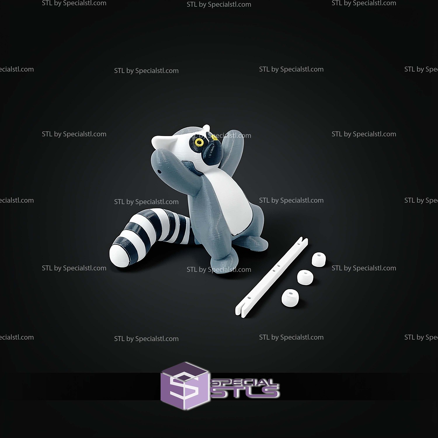 Super Basic STL Climbing Lemur Toy 3D Model — view 5