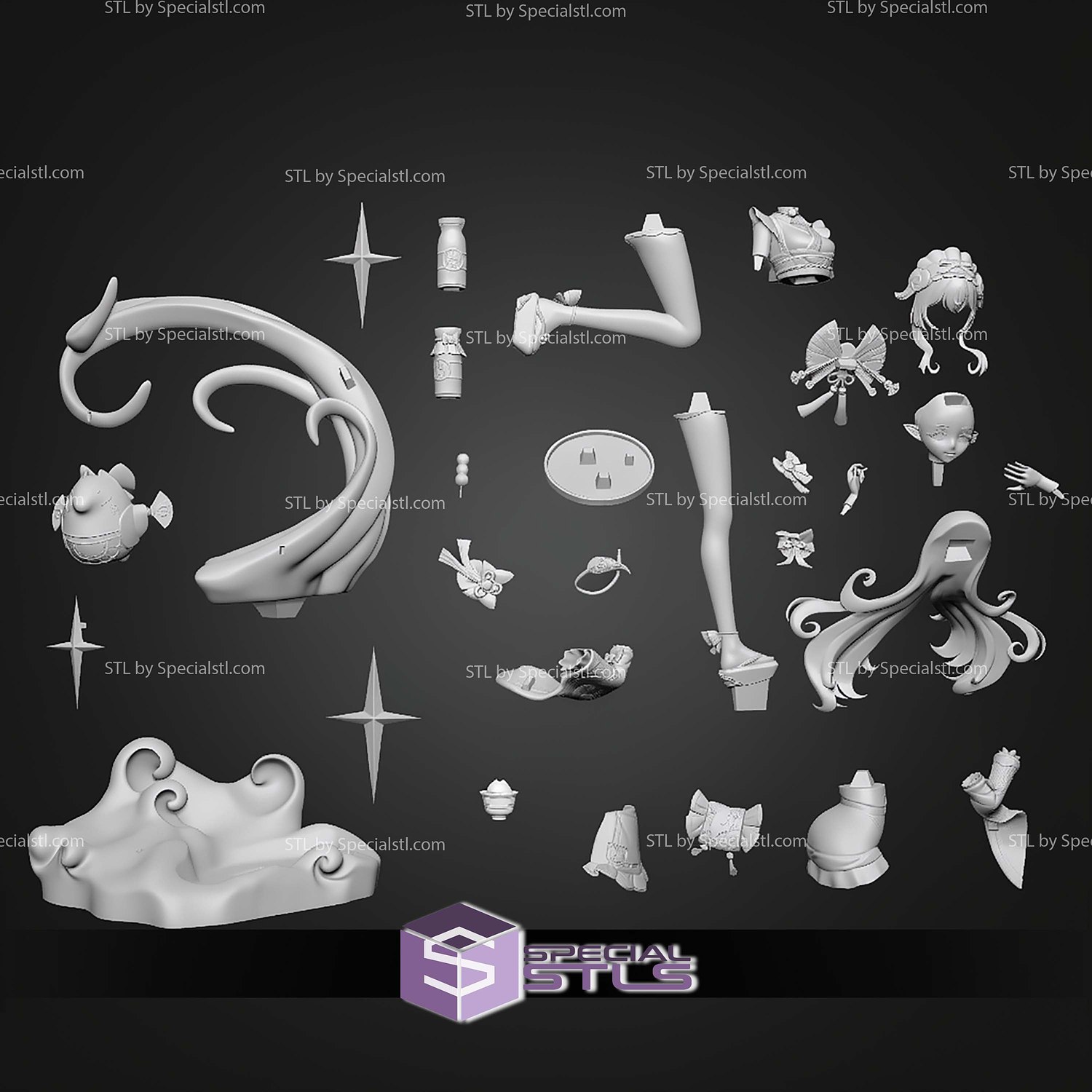 Mizuki Genshin Impact 250mm STL Files 3D Model — view 2