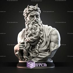 Mini Bust Character Collection STL Moses Michelangelo 3D Model