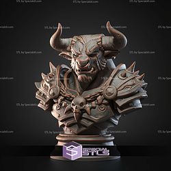 Mini Fantasy STL Collection Tauren Warrior Bust 3D Model