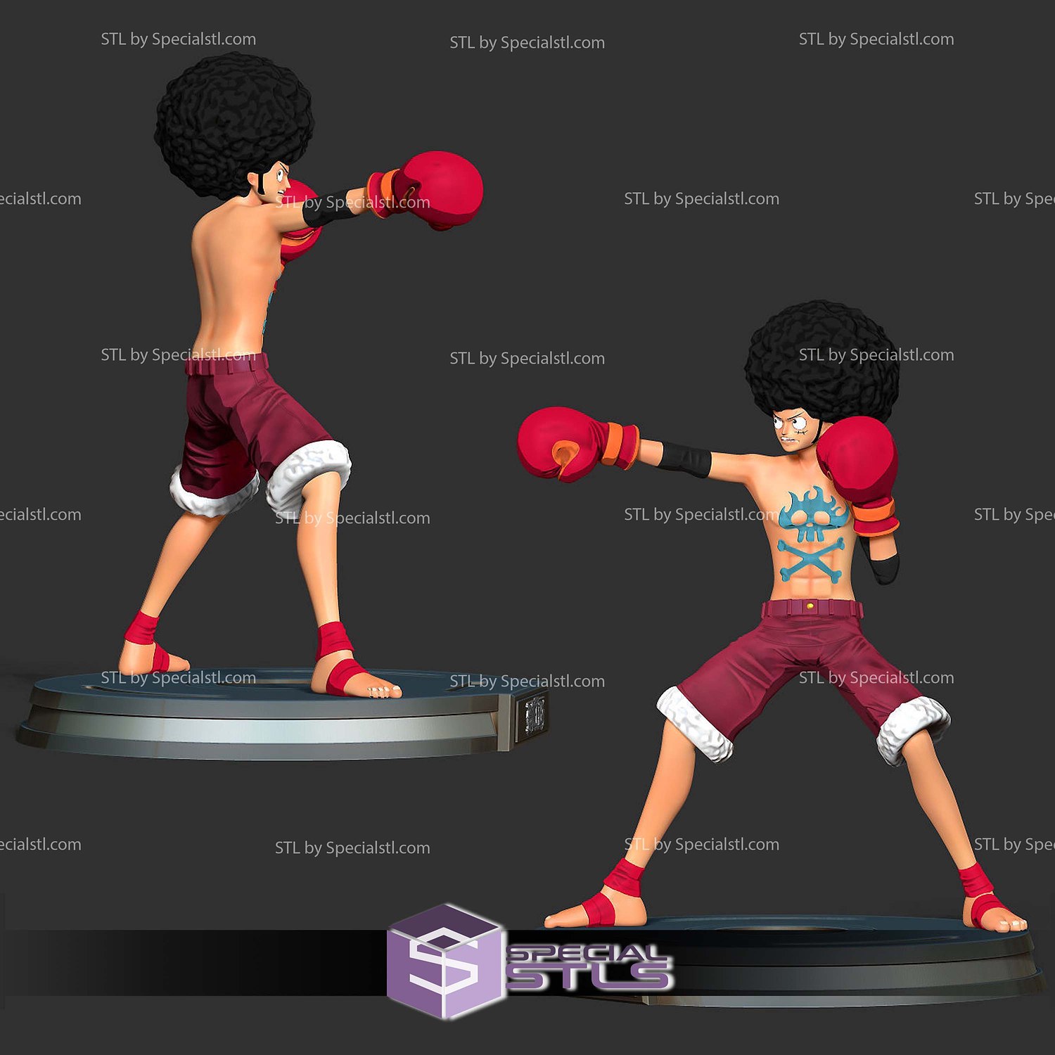 Afro Luffy One Piece 3D Print Files STL Model — view 2