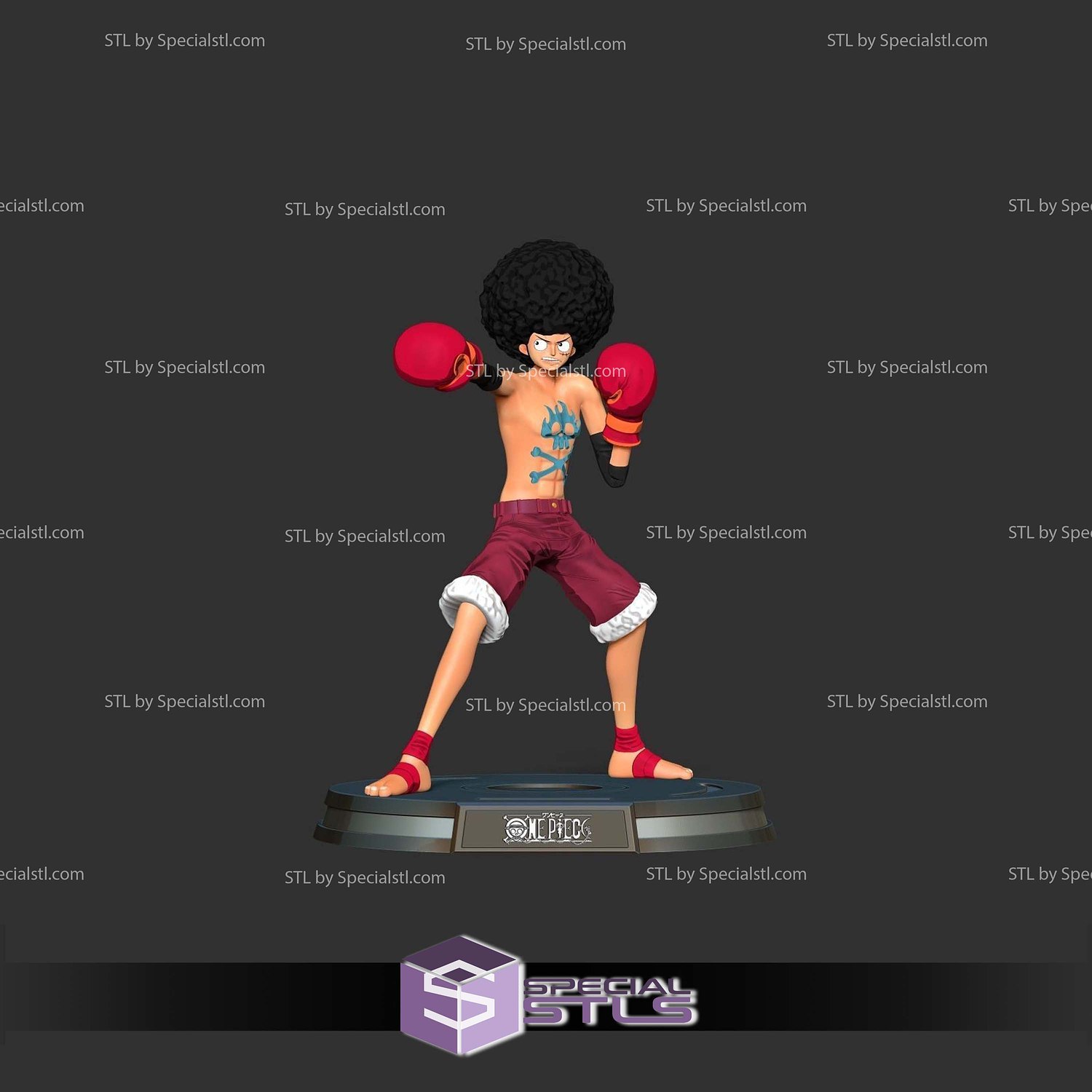 Afro Luffy One Piece 3D Print Files STL Model — view 5