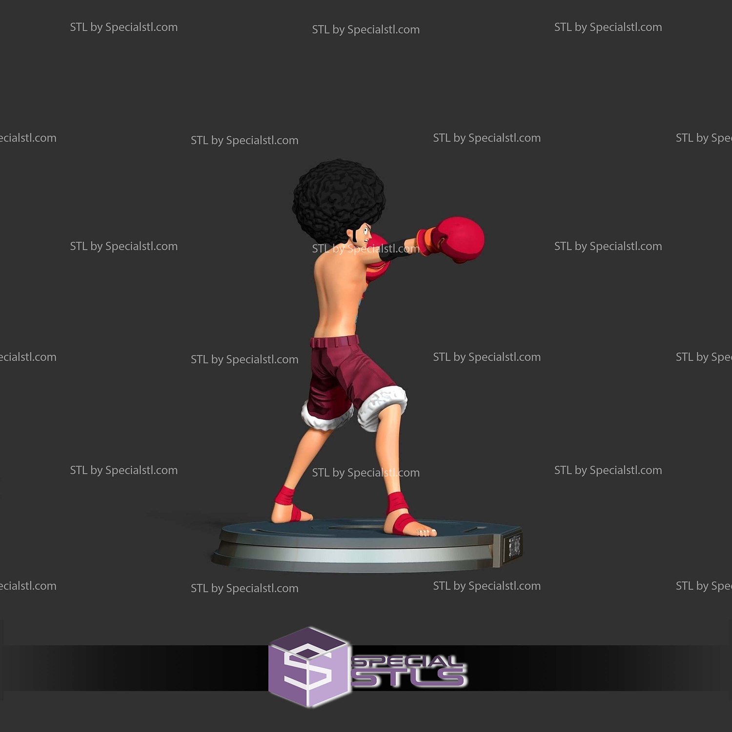 Afro Luffy One Piece 3D Print Files STL Model — view 6