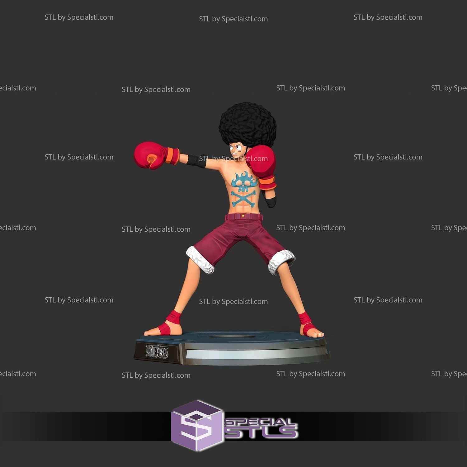 Afro Luffy One Piece 3D Print Files STL Model — view 7