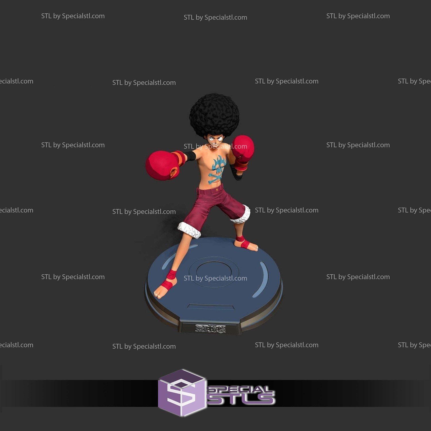 Afro Luffy One Piece 3D Print Files STL Model — view 8