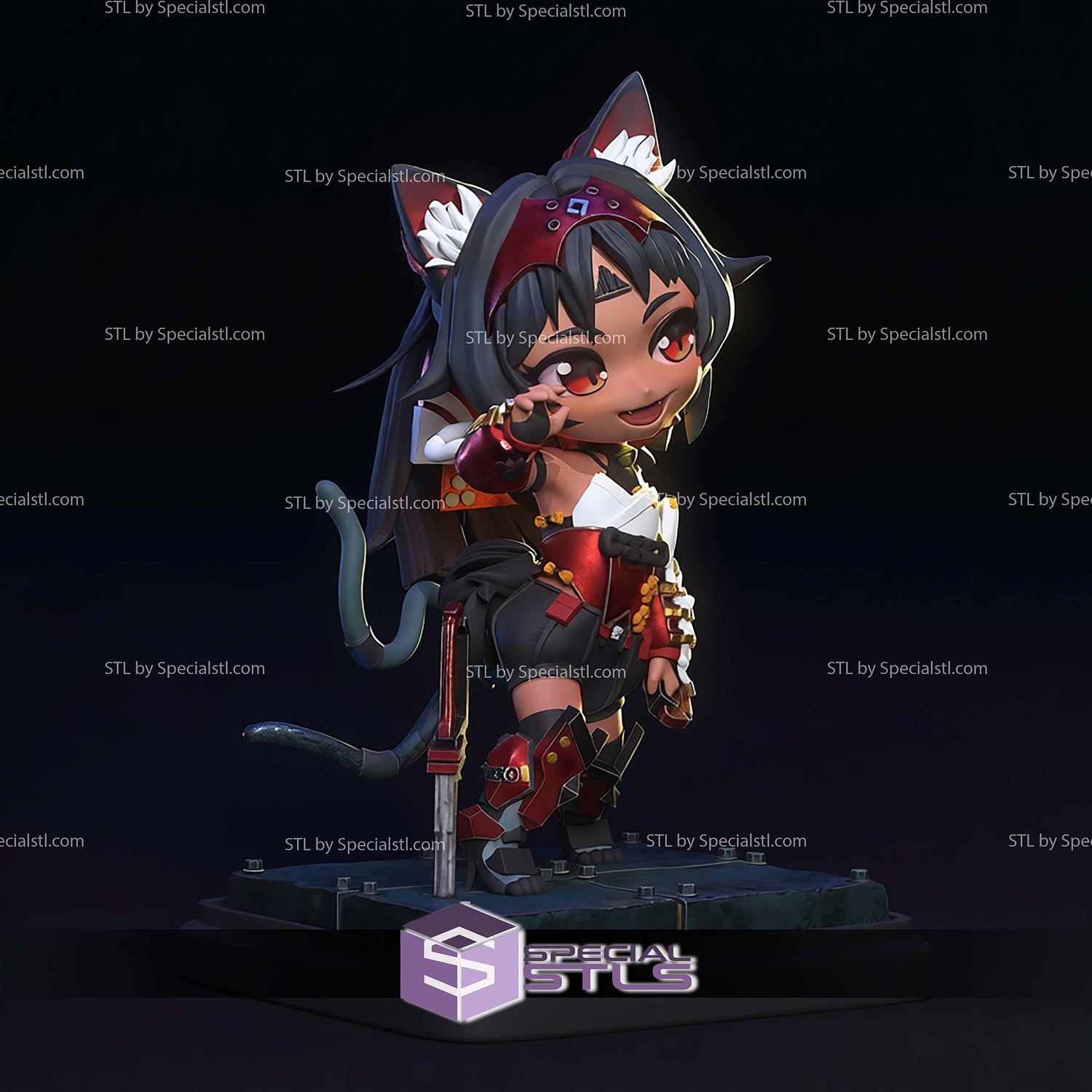 Nekomiya Mana Nekomata ZZZ Chibi STL Files 3D Model — view 4