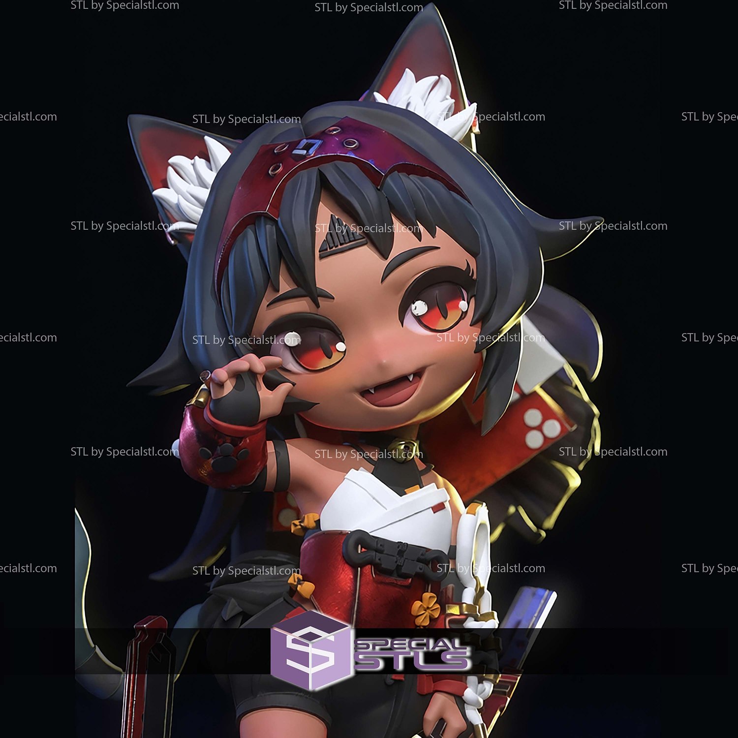 Nekomiya Mana Nekomata ZZZ Chibi STL Files 3D Model — view 5