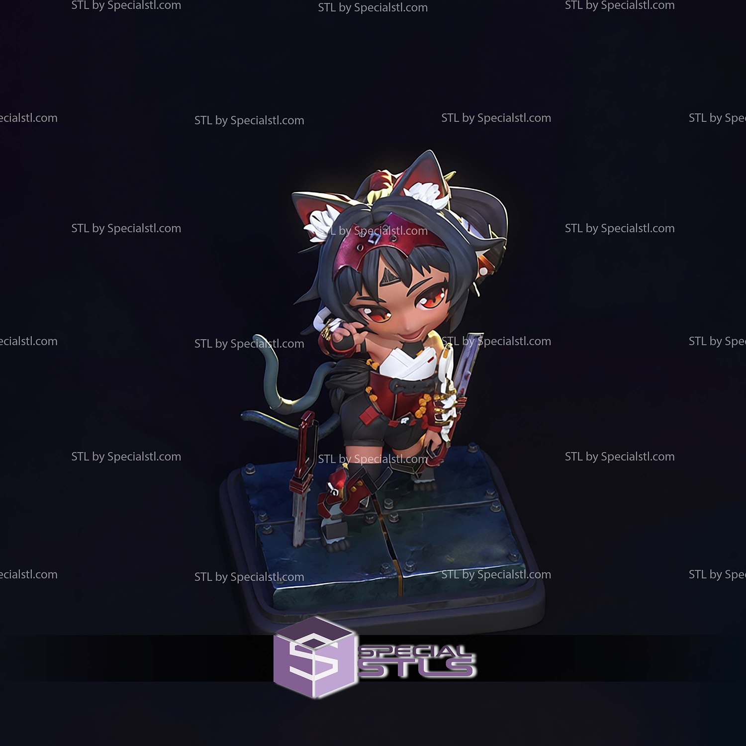 Nekomiya Mana Nekomata ZZZ Chibi STL Files 3D Model — view 6