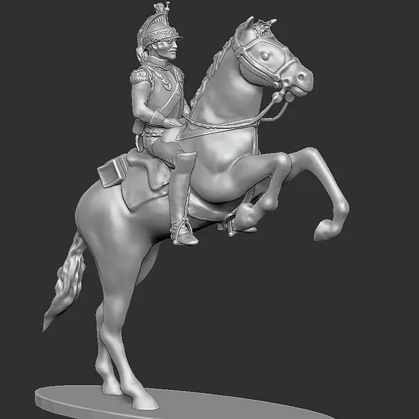 Napoleon Cuirassier figure on a prancing horse 3D STL Model