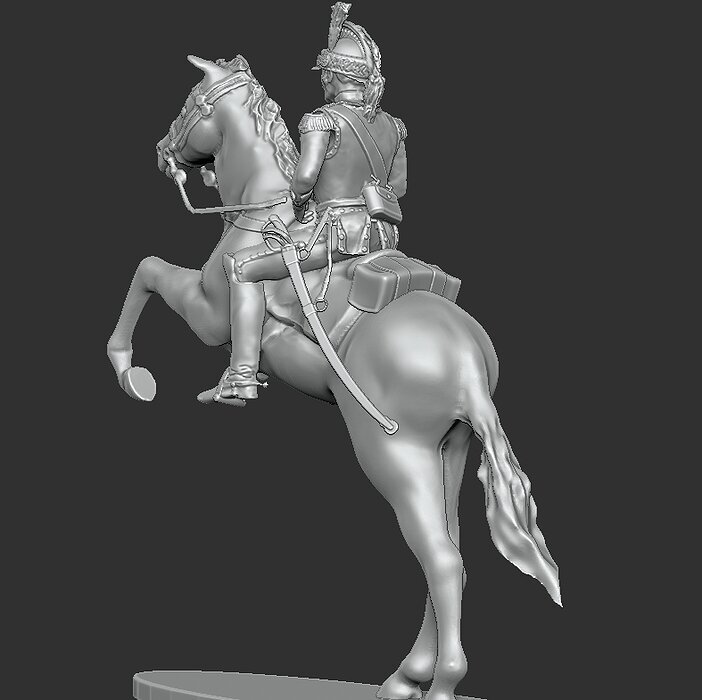 Napoleon Cuirassier figure on a prancing horse 3D STL Model — view 3