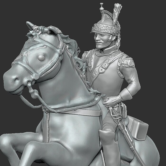 Napoleon Cuirassier figure on a prancing horse 3D STL Model — view 4