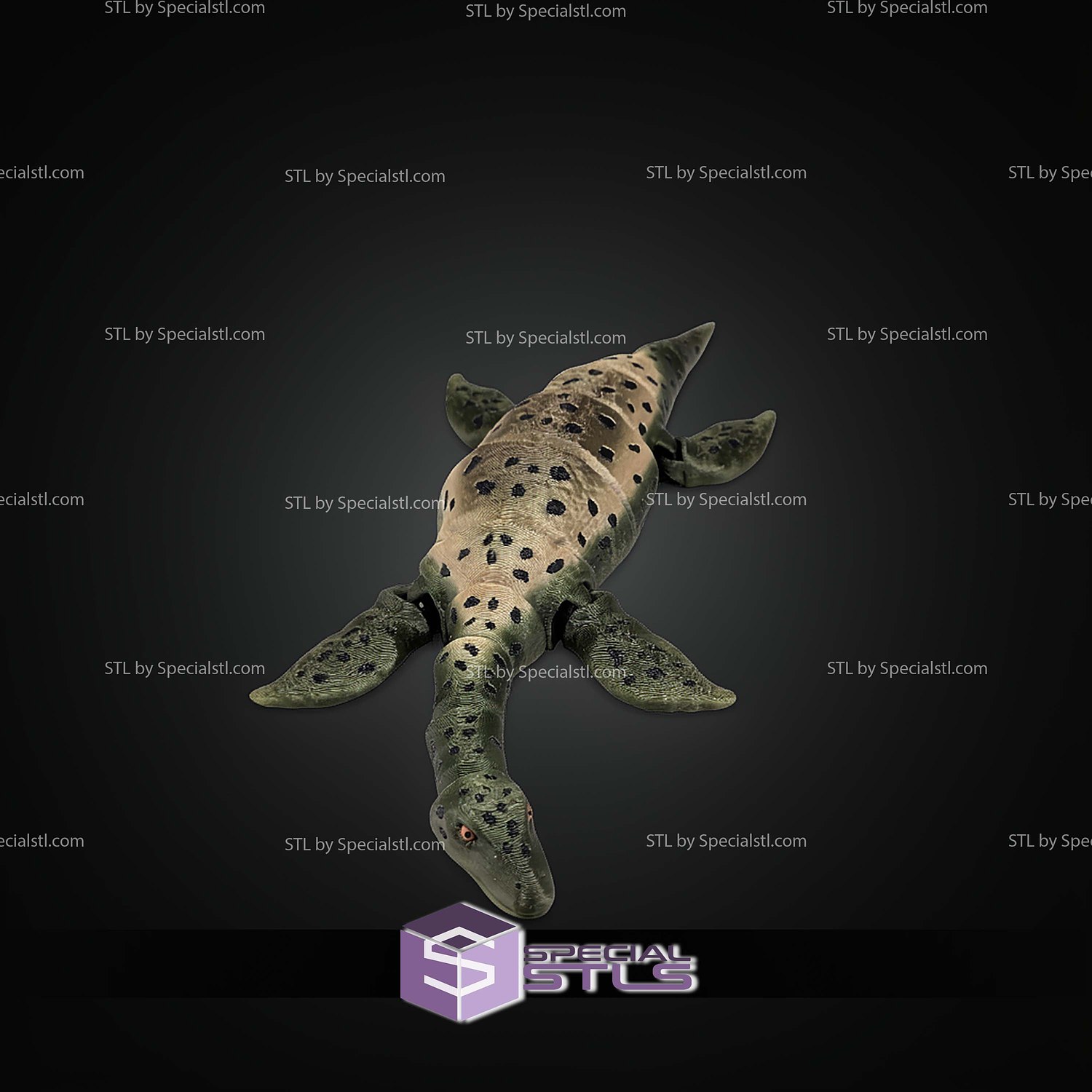 Super Basic STL Prehistoric Plesiosaur Dinosaur Flexi 3D Model — view 8