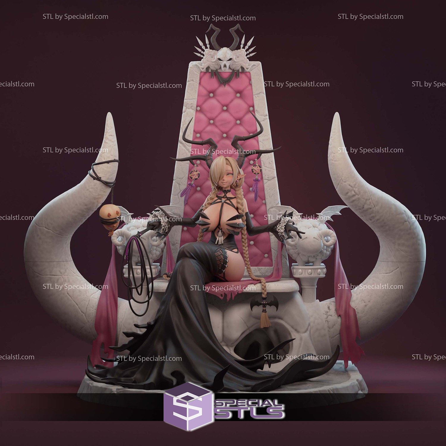 Azur Lane Owari on Throne 3D Print Files STL Model — view 2