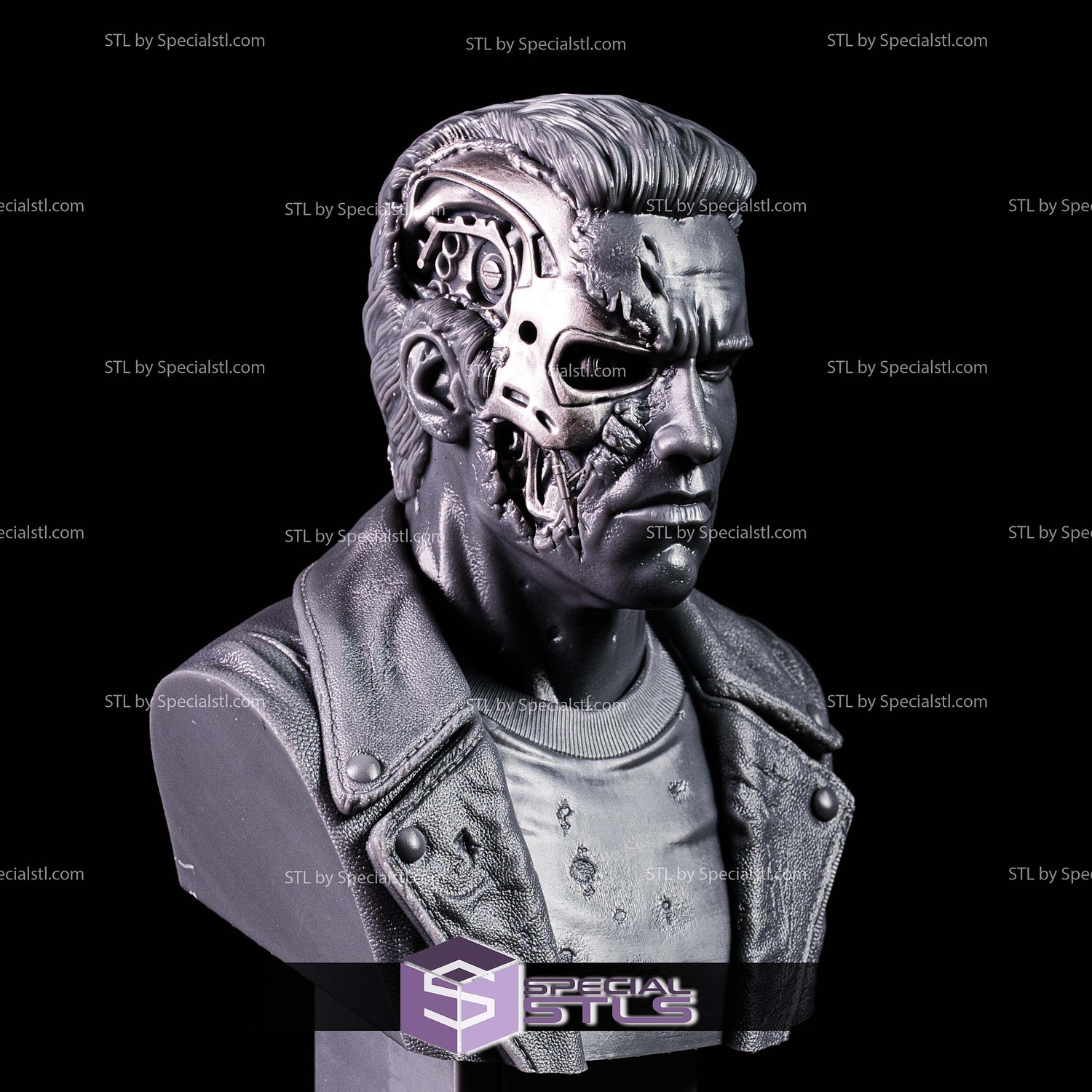 Simple STL Collection Terminator Bust 3D Model — view 2