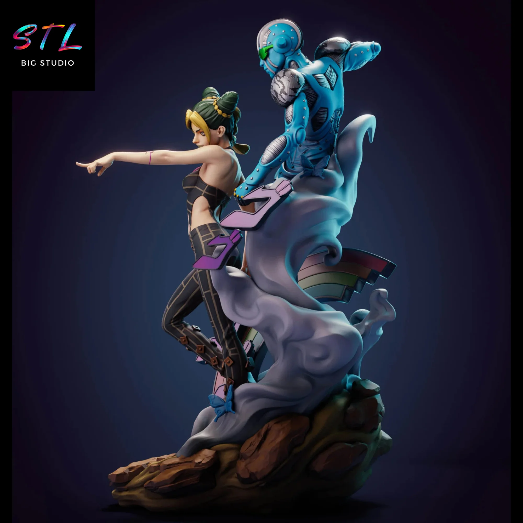 Jolyne Cujoh & Stand STL | JoJo’s Bizarre Adventure | 3D Printable Model Model — view 3