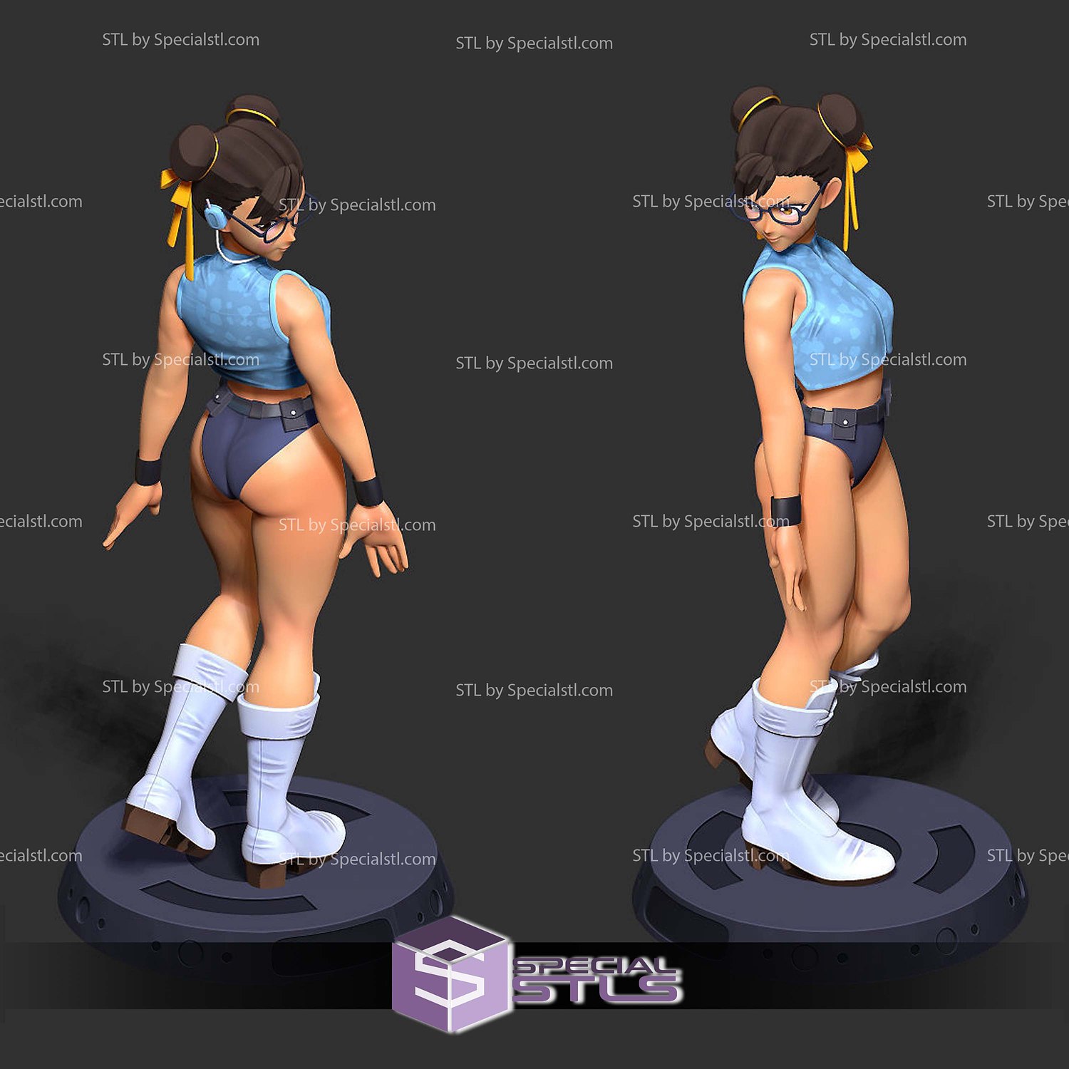 Chun Li Looked Back 3D Print Files STL Model — view 2