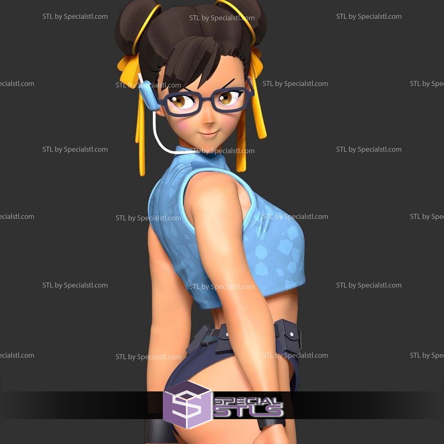Chun Li Looked Back 3D Print Files STL Model — view 4